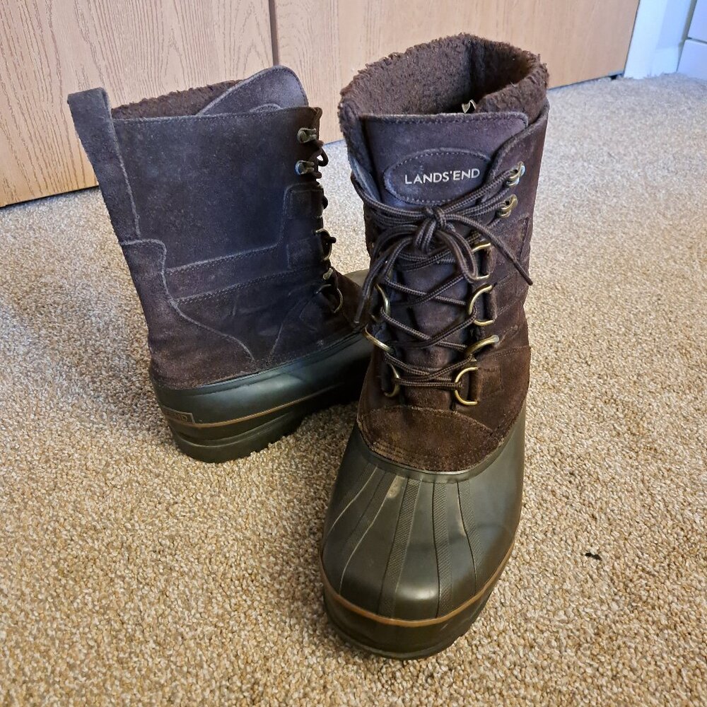 Lands' End Men's brown tall winter duck boots US 8